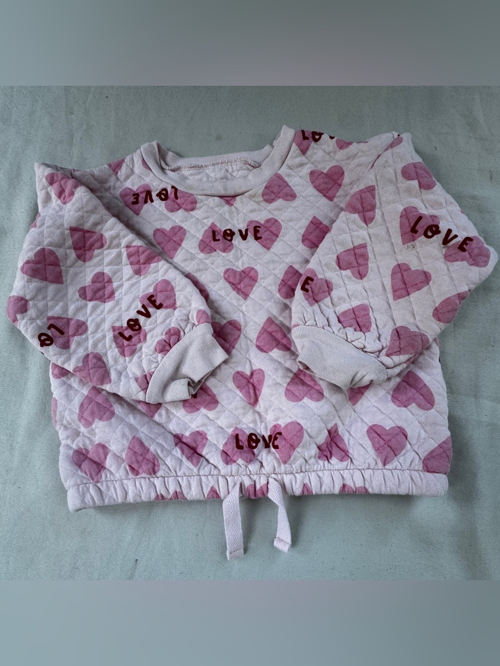 Carters Pink Heart Quilted Sweat shirt with 'Love' Print Toddler girls 3T